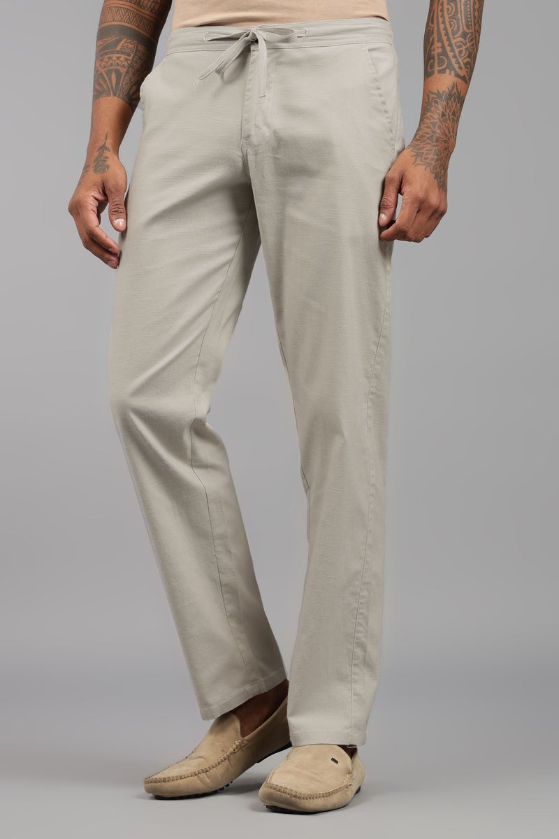 FABRIPPLE Men's Cream Linen Trouser - Image 3